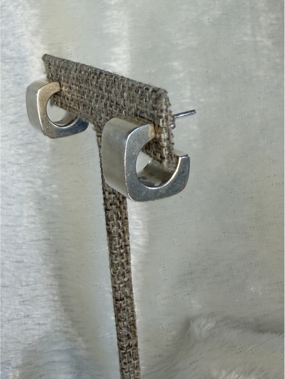Vintage Silpada 925 Silver Chunky Square Huggie Hoop Earrings P0397 Retired HTF